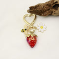 Metal Cute Bee Strawberry Heart Keychain For Womens Bag Charm view 4