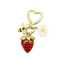 Metal Cute Bee Strawberry Heart Keychain For Womens Bag Charm view 5