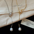 Korean Style Irregular Faux Pearl Chain Necklace Old Money Geometric Clavicle Jewelry view 4