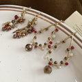 Artificial Crystal Round Chain Tassel Drop Earrings Vintage Ethnic Geometric Light Luxury Jewelry view 3