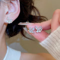 Gold Plated Copper Zircon Butterfly Stud Earrings With Silver Posts Korean Minimalist Jewelry view 2