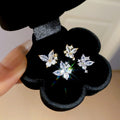 Gold Plated Copper Zircon Butterfly Stud Earrings With Silver Posts Korean Minimalist Jewelry view 1