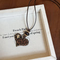 Maillard Vintage Resin Rhinestone Heart Leopard Flower Pendant Sweater Necklace view 3