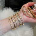 18K Gold Plated Copper Zircon Heart Geometric Clasp Bangle For Women Light Luxury Jewelry view 3