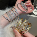 18K Gold Plated Copper Zircon Heart Geometric Clasp Bangle For Women Light Luxury Jewelry view 2