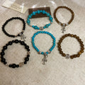 Vintage Ethnic Stone Beaded Bracelet With Cross Pendant For Women, Light Luxury Geometric Jewelry view 4