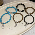 Vintage Ethnic Stone Beaded Bracelet With Cross Pendant For Women, Light Luxury Geometric Jewelry view 2