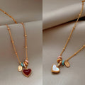18K Gold Plated Copper Mother Of Pearl Heart Pendant Necklace Light Luxury Collarbone Chain view 1