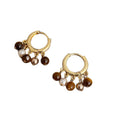18K Gold Plated Tiger Eye Pearl Tassel Geometric Drop Earrings Vintage Light Luxury view 5