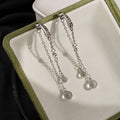 Luxury Two-Way Rhinestone Silver Needle Long Tassel Clear Water Drop Pendant Chain Earrings view 3