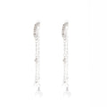 Luxury Two-Way Rhinestone Silver Needle Long Tassel Clear Water Drop Pendant Chain Earrings view 5