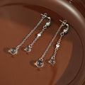 Luxury Two-Way Rhinestone Silver Needle Long Tassel Clear Water Drop Pendant Chain Earrings view 4