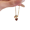 18K Gold Plated Copper Enamel Mother Of Pearl Heart Pendant Necklace, Vintage Old Money Style view 5
