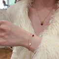 18K Gold Plated Copper Enamel Mother Of Pearl Heart Pendant Necklace, Vintage Old Money Style view 4