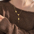 18K Gold Plated Copper Gourd Pendant Necklace For Women New Chinese Light Luxury Collarbone Chain view 3