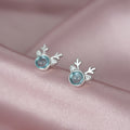 Mini Deer Faux Moonstone Stud Earrings For Women Clear Christmas Jewelry Korean Sweet Elegant Style view 3
