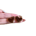 Light Luxury Coffee Flocked Alloy Geometric Heart Stud Earrings For Women view 5