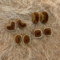 Light Luxury Coffee Flocked Alloy Geometric Heart Stud Earrings For Women view 1