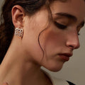 Classic Square Stud Earrings For Women Palace Style Geometric Mesh French Elegant Fashion Jewelry view 3