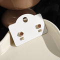 Vintage Geometric Amber Tiger Eye Stone Gold Alloy Small Stud Set Elegant Pearl Rhinestone Earrings view 4