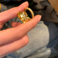 18K Gold Plated Zircon Irregular Open Ring For Women view 3
