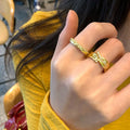 18K Gold Plated Zircon Irregular Open Ring For Women view 2
