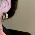 Copper Round Cross Twisted Hoop Earrings Jewelry Set For Women Minimalist Light Luxury Style view 4