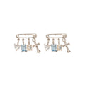 Copper Zircon Cross Pin Stud Earrings For Women Korean Light Luxury Geometric Jewelry view 5