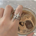 Light Luxury Alloy Star Open Ring For Women Minimalist Geometric Adjustable Index Finger Jewelry view 1