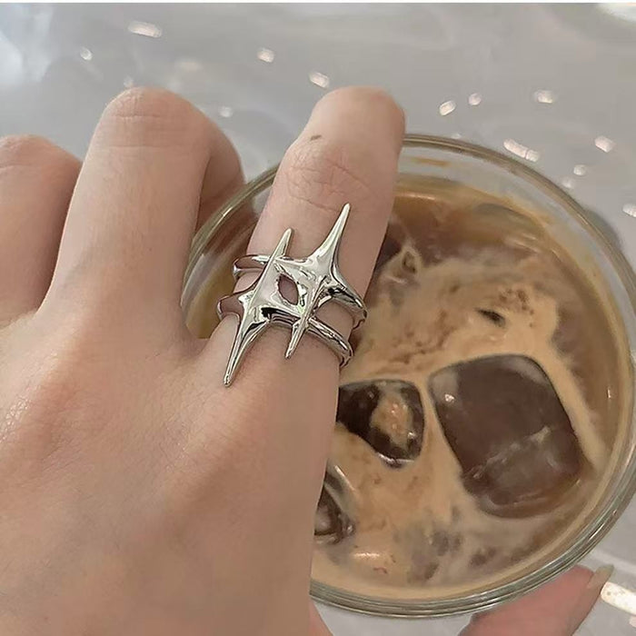 Light Luxury Alloy Star Open Ring For Women Minimalist Geometric Adjustable Index Finger Jewelry