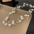 Light Luxury Faux Pearl Beaded Layered Sweater Necklace French Vintage Round Geometric Choker view 2