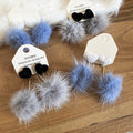 Elegant Plush Heart Pom Pom Drop Earrings With Silver Needle Studs For Women view 3