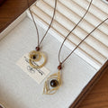 Light Luxury Tiger Eye Round Geometric Pendant Iron Sweater Necklace For Daily Wear view 2