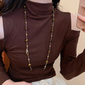 Vintage Tiger Eye Stone And Faux Pearl Beaded Necklace, Maillard Style Elegant Round Geometric Choker view 3