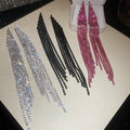 Copper Trapezoid Rhinestone Tassel Drop Earrings Light Luxury Geometric Stud Style view 1