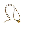 18K Gold Plated Copper Tiger Eye Beaded Pony Sweater Necklace Light Luxury Geometric Round Pendant view 5