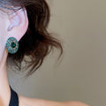 Alloy Oval Rhinestone Stud Earrings Vintage Geometric Light Luxury Everyday Jewelry view 3