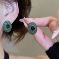 Alloy Oval Rhinestone Stud Earrings Vintage Geometric Light Luxury Everyday Jewelry view 1