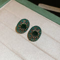 Alloy Oval Rhinestone Stud Earrings Vintage Geometric Light Luxury Everyday Jewelry view 4