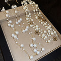 Vintage Crystal Enamel Flower Faux Pearl Sweater Necklace Elegant Light Luxury Pendant view 2