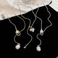 Korean Style Adjustable Faux Pearl Heart Geometric Sweater Necklace For Daily Commute view 2