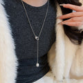 Korean Style Adjustable Faux Pearl Heart Geometric Sweater Necklace For Daily Commute view 3