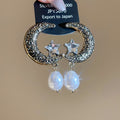 Light Luxury Moon Star Rhinestone Faux Pearl Stud Earrings For Women, Vintage Elegant Geometric Design view 2