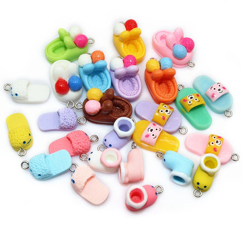 Creative Mixed Color Resin Shoe Pendant Charms For DIY Jewelry Necklaces Keychain Decorations