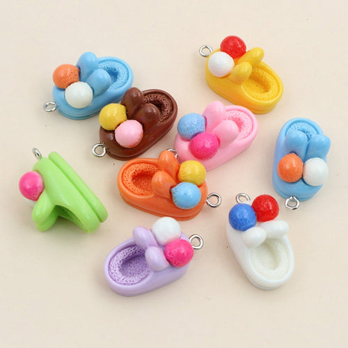 Creative Mixed Color Resin Shoe Pendant Charms For DIY Jewelry Necklaces Keychain Decorations