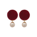 Flocked Pearl Front Back Stud Earrings Geometric Round Vintage Light Luxury Modern Ear Jewelry view 5