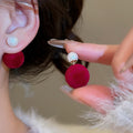 Flocked Pearl Front Back Stud Earrings Geometric Round Vintage Light Luxury Modern Ear Jewelry view 4