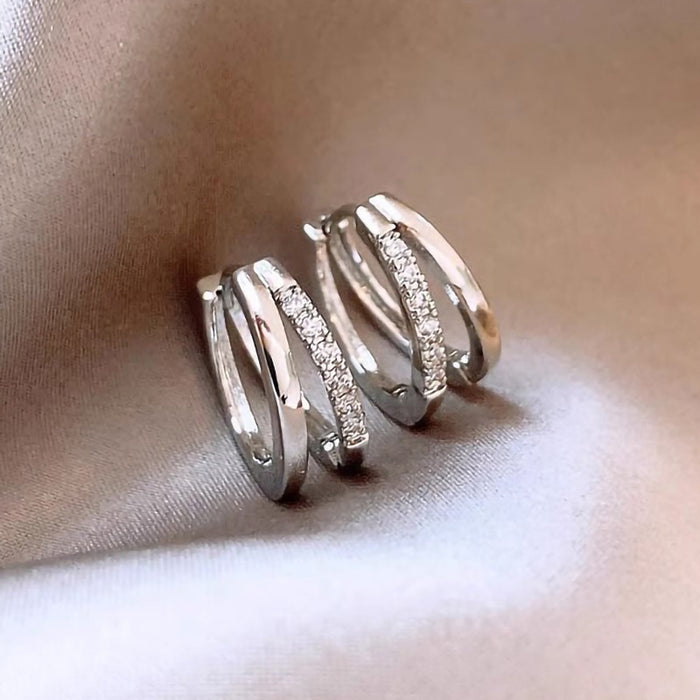 Korean Style Double Hoop Ear Cuffs For Women Geometric Minimalist Elegant Commuter Jewelry Earrings