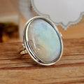 Vintage Faux Moonstone Women's Ring Simple Elegant Oval Statement Fashion Jewelry Accessory view 2