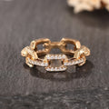 Niche Trendy Link Buckle Ring For Women, Geometric Minimal Full Zircon Commuter Jewelry view 6